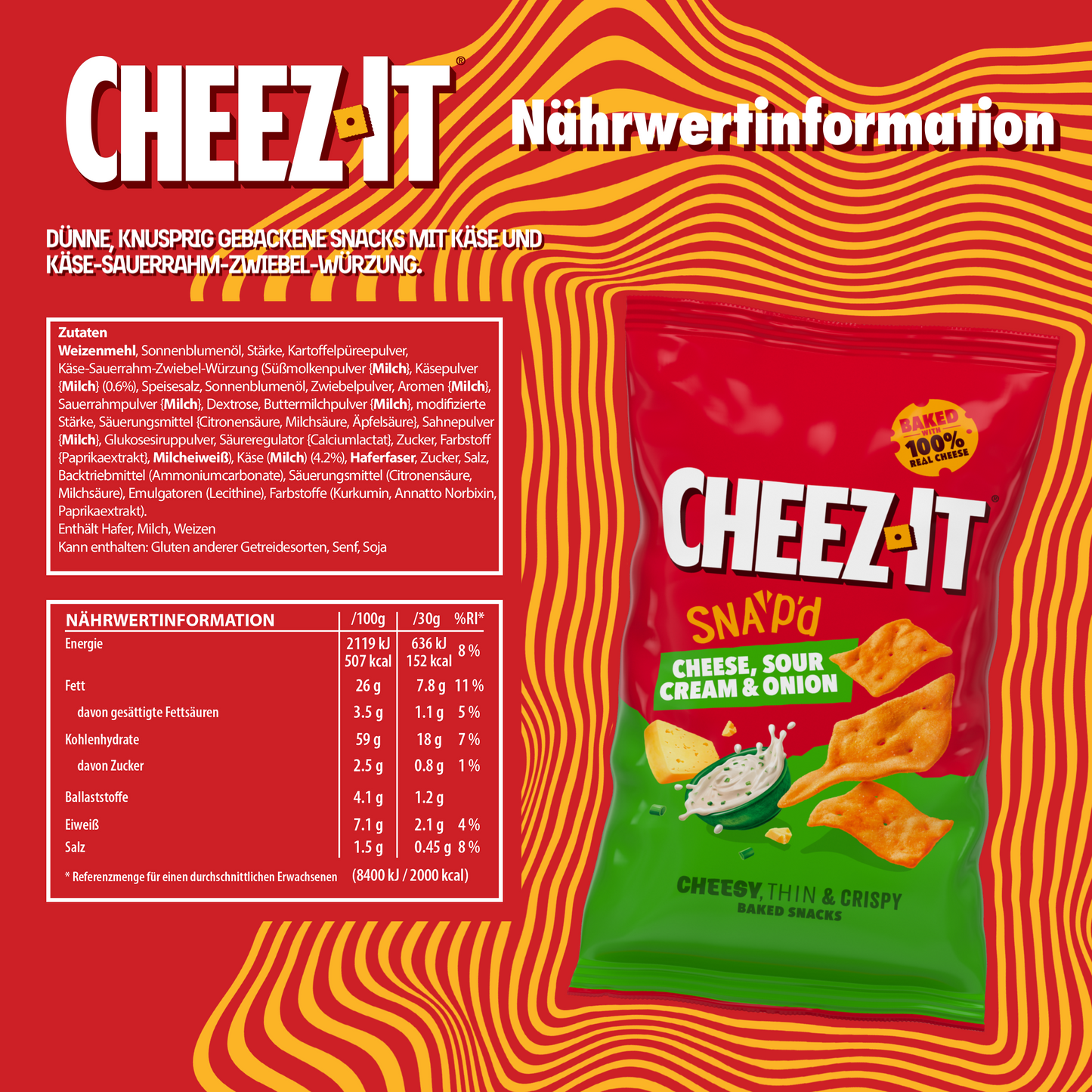 Cheez-it Cheese Sour Cream & Onion - 14x 120g