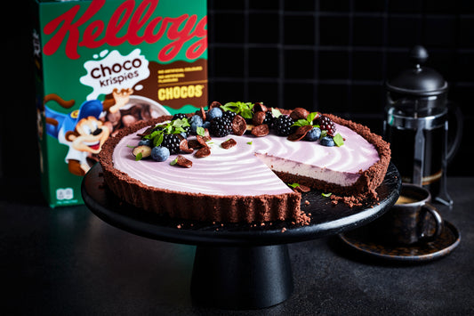 No Bake Brombeer-Vanille-Tarte mit Choco Krispies Chocos